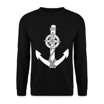 White anchor compass - Unisex Sweatshirt - black - Front - Alina (178cm) & Michal (187cm)
