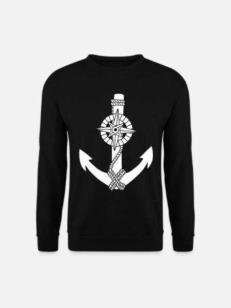 White anchor compass - Unisex Sweatshirt - black