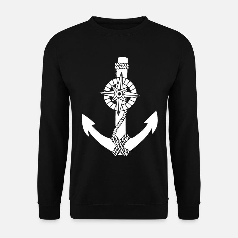 Weißer Ankerkompass - Unisex Pullover - Schwarz