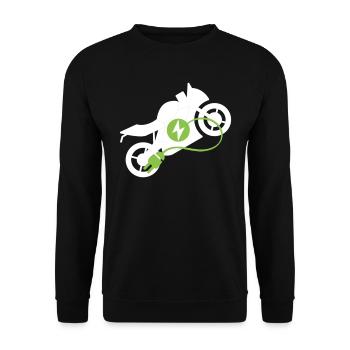  Elektrisches Motorrad Design - Unisex Pullover - Schwarz - Vorne - Alina (178cm) & Michal (187cm)