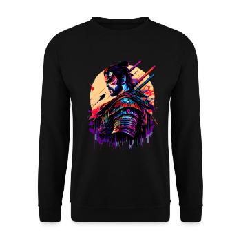 Illustration Samurai Krieger Japan - Unisex Pullover - Schwarz - Vorne - Alina (178cm) & Michal (187cm)