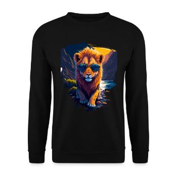 Cute baby lion - Unisex Sweatshirt - black - Front - Alina (178cm) & Michal (187cm)