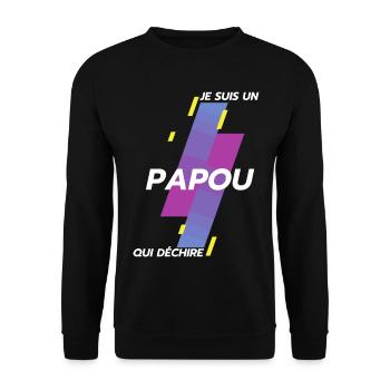 Je suis un Papou qui déchire Cadeau Humour Papy - Sweat-shirt Unisexe - noir - Devant - Alina (178cm) & Michal (187cm)
