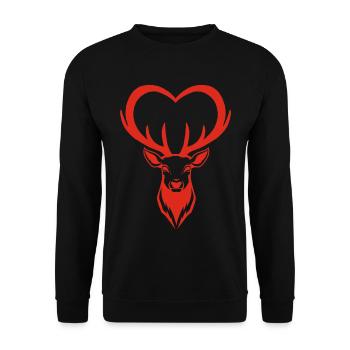 Red Deer Heart - Unisex Sweatshirt - black - Front - Alina (178cm) & Michal (187cm)