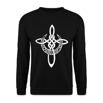 Croix lunaire blanche - Sweat-shirt Unisexe - noir - Devant - Alina (178cm) & Michal (187cm)
