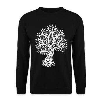 Baum des Lebens im Herzen der Natur weiß - Unisex Pullover - Schwarz - Vorne - Alina (178cm) & Michal (187cm)