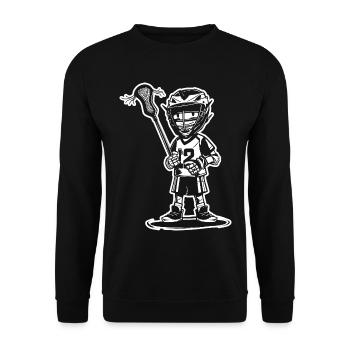 Lacrosse Boy Cartoon Style - Unisex Sweatshirt - black - Front - Alina (178cm) & Michal (187cm)