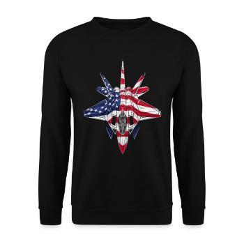 Amerikanische Kampfjets 4. Juli - Unisex Pullover - Schwarz - Vorne - Alina (178cm) & Michal (187cm)