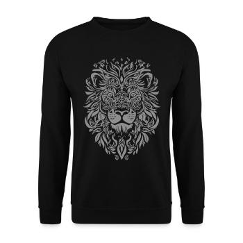 Löwe Mandala Gesicht Löwenkopf Floral - Unisex Pullover - Schwarz - Vorne - Alina (178cm) & Michal (187cm)