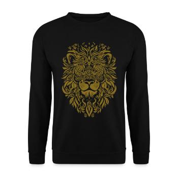 Löwe Mandala Gesicht Löwenkopf Floral - Unisex Pullover - Schwarz - Vorne - Alina (178cm) & Michal (187cm)
