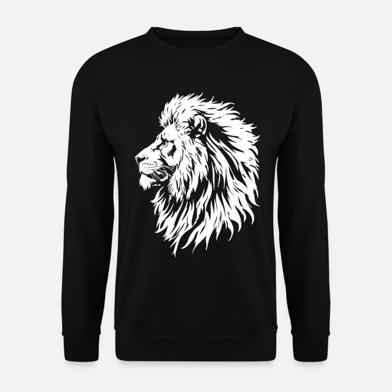 Majestätischer Löwenkopf Schwarz-Weiß - Unisex Pullover - Schwarz