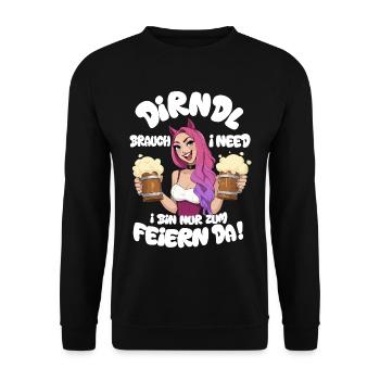 Dirndl-Ersatz Katzenohren Partygirl mit Maß Bier  - Unisex Pullover - Schwarz - Vorne - Alina (178cm) & Michal (187cm)