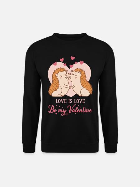Be my Valentine – Love Igeln mit Herzen - Unisex Pullover - Schwarz