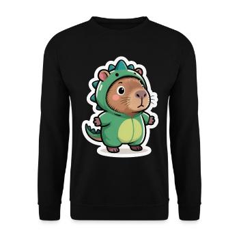 Capybara Dino Dinosauer - Unisex Pullover - Schwarz - Vorne - Alina (178cm) & Michal (187cm)