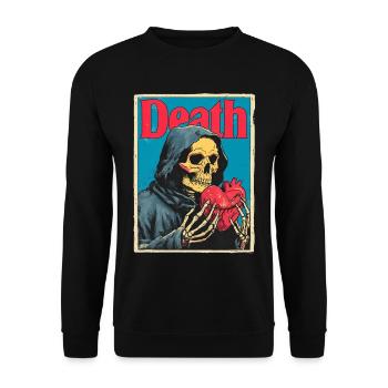 Death with Heart Skeleton - Unisex Sweatshirt - black - Front - Alina (178cm) & Michal (187cm)