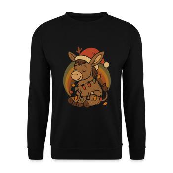 Cadeau de Noël Vintage Retro Elfe Âne - Sweat-shirt Unisexe - noir - Devant - Alina (178cm) & Michal (187cm)
