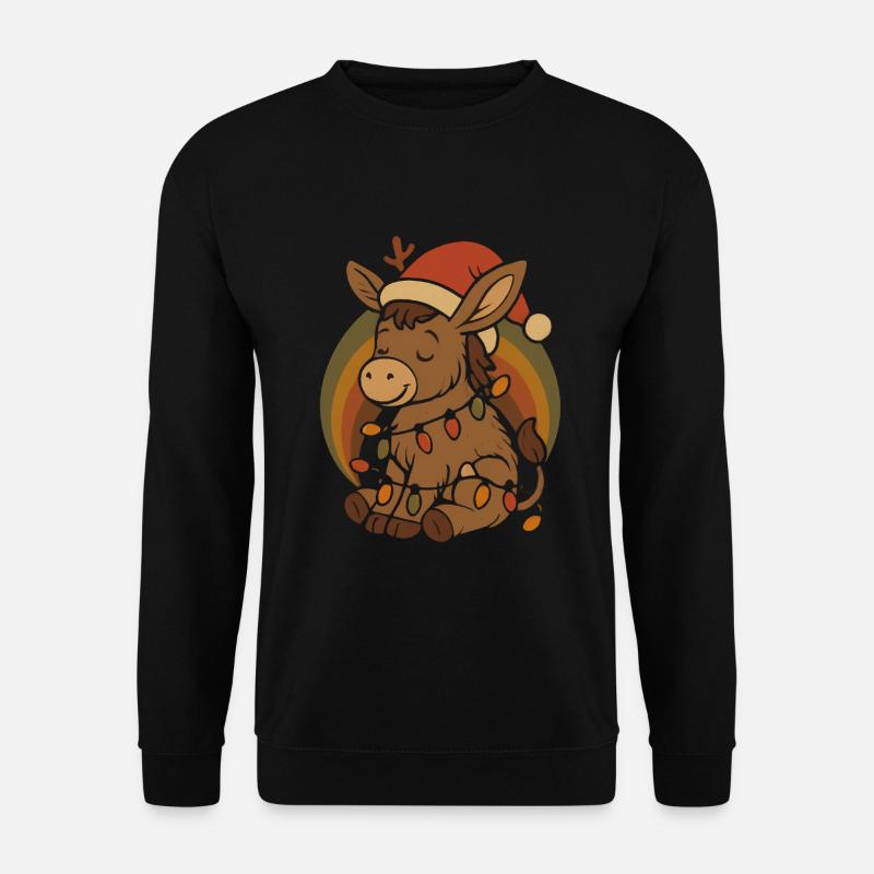 Retro Vintage Esel Elfe Weihnachten Geschenk - Unisex Pullover - Schwarz