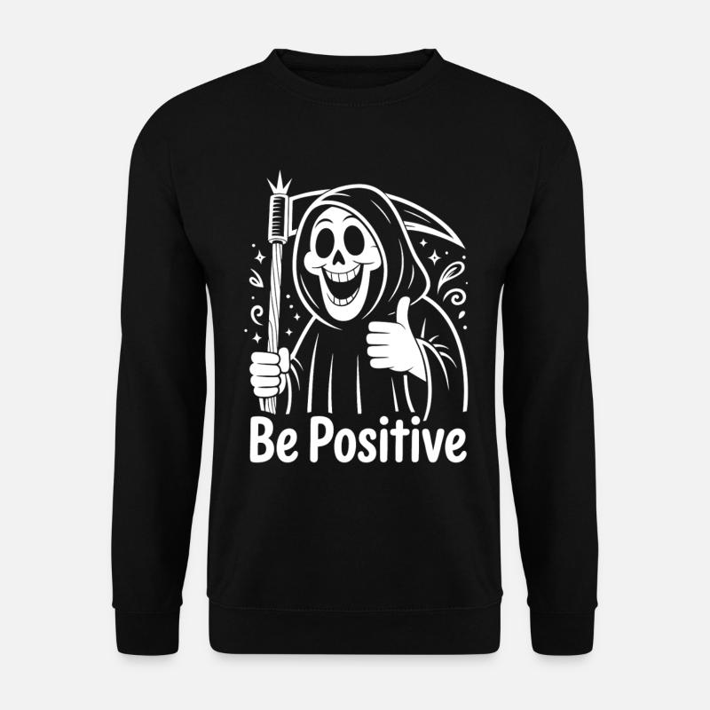 Be Positive Grim Reaper Cartoon - Unisex Sweatshirt - black