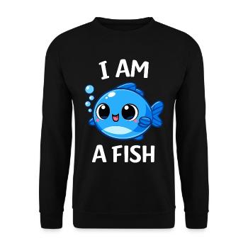 Fisch Kostüm Meerestier blauer Fisch Karneval - Unisex Pullover - Schwarz - Vorne - Alina (178cm) & Michal (187cm)