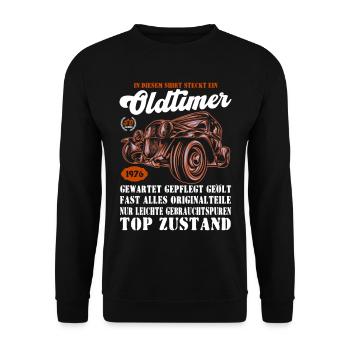 Vintage Car 1976 Retro Car Illustration 50. - Unisex Sweatshirt - black - Front - Alina (178cm) & Michal (187cm)