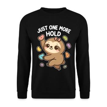 Bouldering Kawaii Sloth – Just One More Hold - Unisex Sweatshirt - black - Front - Alina (178cm) & Michal (187cm)