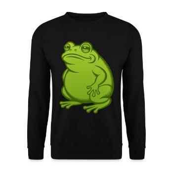 Dicker fetter Frosch - Dicke fette Kröte - Unisex Pullover - Schwarz - Vorne - Alina (178cm) & Michal (187cm)