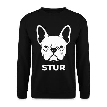 Bulldoge Kopf Silhouette STUR - Unisex Pullover - Schwarz - Vorne - Alina (178cm) & Michal (187cm)