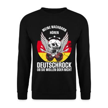 My neighbors listen to German rock - Unisex Sweatshirt - black - Front - Alina (178cm) & Michal (187cm)