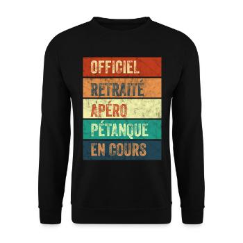 Retraite Apéro Pétanque - Sweat-shirt Unisexe - noir - Devant - Alina (178cm) & Michal (187cm)