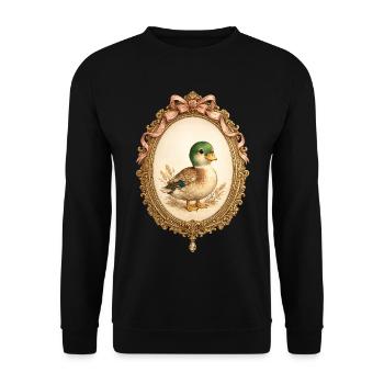 Süße Ente Goldener Rahmen Vintage Coquette - Unisex Pullover - Schwarz - Vorne - Alina (178cm) & Michal (187cm)