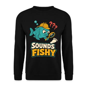 Sounds Fishy Detective Fish - Unisex Sweatshirt - black - Front - Alina (178cm) & Michal (187cm)