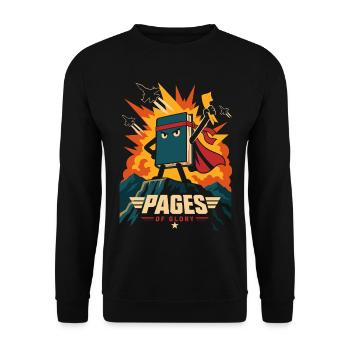 Pages of Glory – Episches Bücherabenteuer - Unisex Pullover - Schwarz - Vorne - Alina (178cm) & Michal (187cm)