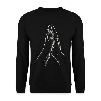 Labrador Retriever Pfote & Hand - Line Art - Unisex Pullover - Schwarz - Vorne - Alina (178cm) & Michal (187cm)