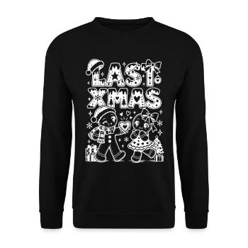 Ugly Christmas Weihnachten Last Xmas Super süß - Unisex Pullover - Schwarz - Vorne - Alina (178cm) & Michal (187cm)