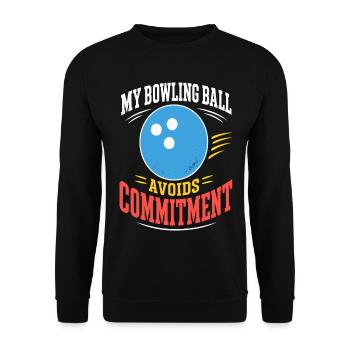 Bowlingkugel vermeidet Verpflichtungen - Unisex Pullover - Schwarz - Vorne - Alina (178cm) & Michal (187cm)
