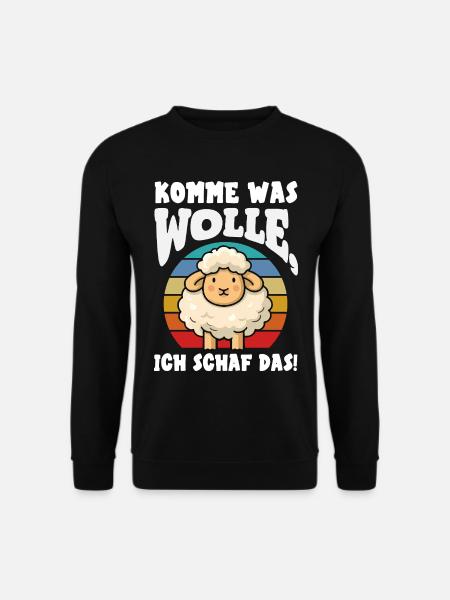 Komme Was Wolle Schaf Retro Vintage Design - Unisex Pullover - Schwarz