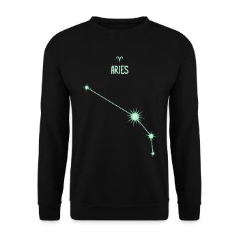 Widder, Sternstern, Sternbild Pastellgrün - Unisex Pullover - Schwarz - Vorne - Alina (178cm) & Michal (187cm)
