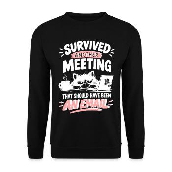 Überlebt: Meeting statt E-Mail - Unisex Pullover - Schwarz - Vorne - Alina (178cm) & Michal (187cm)