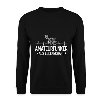 Amateurfunk Funkgerät Amateurfunker Herzschlag - Unisex Pullover - Schwarz - Vorne - Alina (178cm) & Michal (187cm)