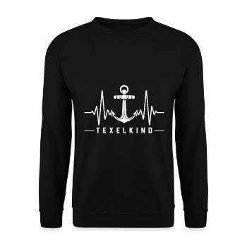 Texel Holland Herzschlag - Unisex Pullover - Schwarz - Vorne - Alina (178cm) & Michal (187cm)
