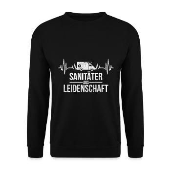 Notfallsanitäter Leidenschaft Herzschlag - Unisex Pullover - Schwarz - Vorne - Alina (178cm) & Michal (187cm)