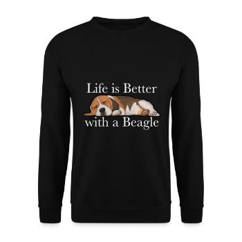 Beagle Dog Life Is Better With A Beagle - Unisex Sweatshirt - black - Front - Alina (178cm) & Michal (187cm)