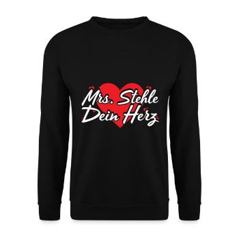 Mrs. Stehle Dein Herz Valentinstag - Unisex Pullover - Schwarz - Vorne - Alina (178cm) & Michal (187cm)