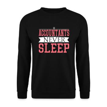 Accountant Never Sleep T-Shirt Lustiger Buchhalter - Unisex Pullover - Schwarz - Vorne - Alina (178cm) & Michal (187cm)