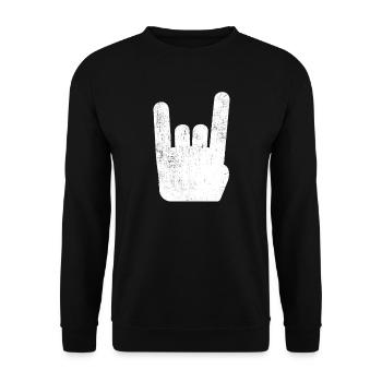 Pommesgabel Metal Hand Rock Metal Music - Unisex Sweatshirt - black - Front - Alina (178cm) & Michal (187cm)