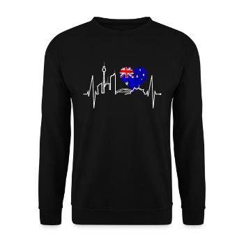 Sydney Skyline Herzschlag Australien Flagge Herz - Unisex Pullover - Schwarz - Vorne - Alina (178cm) & Michal (187cm)