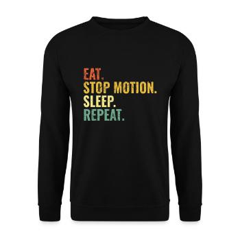 Stop Motion Eat Sleep Répéter - Sweat-shirt Unisexe - noir - Devant - Alina (178cm) & Michal (187cm)