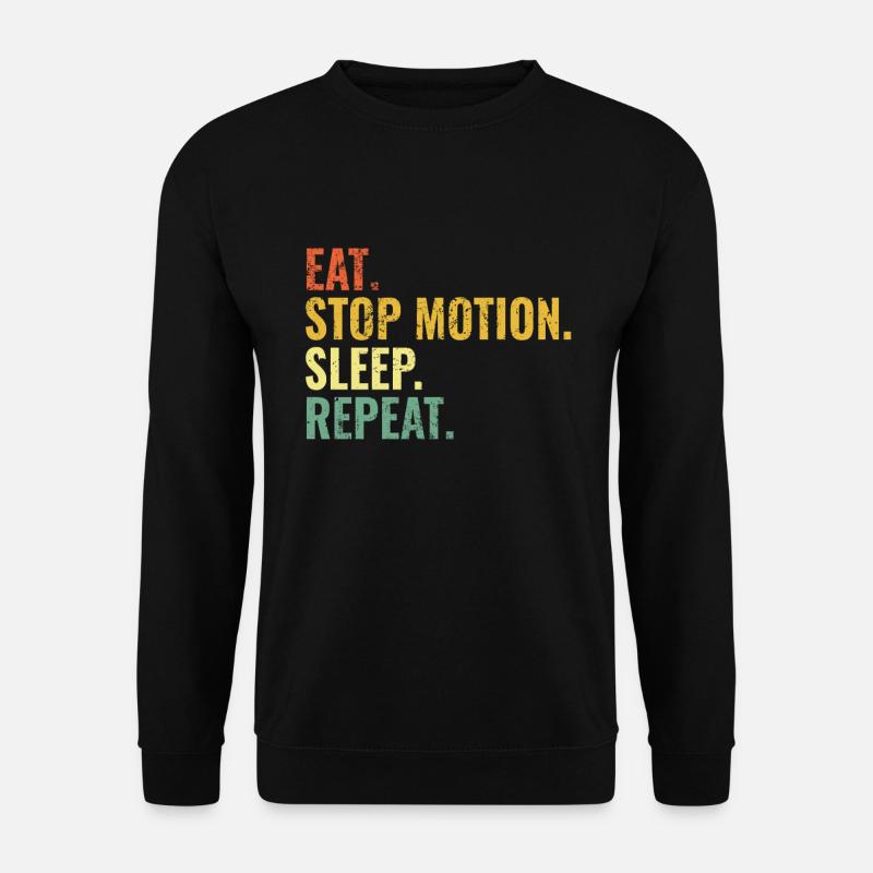 Stop Motion Eat Sleep Repeat - Unisex Pullover - Schwarz