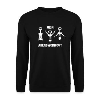 Mein Abendworkout Wein Korkenzieher Geschenk Wein - Unisex Pullover - Schwarz - Vorne - Alina (178cm) & Michal (187cm)