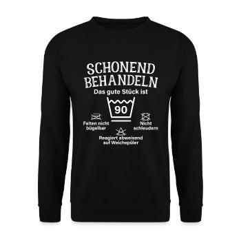 Schonend Behandeln Neunzig Geschenk 90. Geburtstag - Unisex Pullover - Schwarz - Vorne - Alina (178cm) & Michal (187cm)